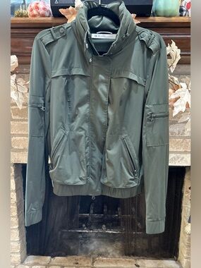 blanc noir Olive Lightweight Zip-Front Shirt Jacket EUC